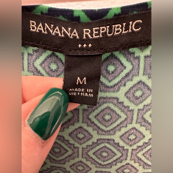 Banana Republic Jersey Green Navy Pattern Sleeveless Maxi Dress NWOT - Picture 5 of 6